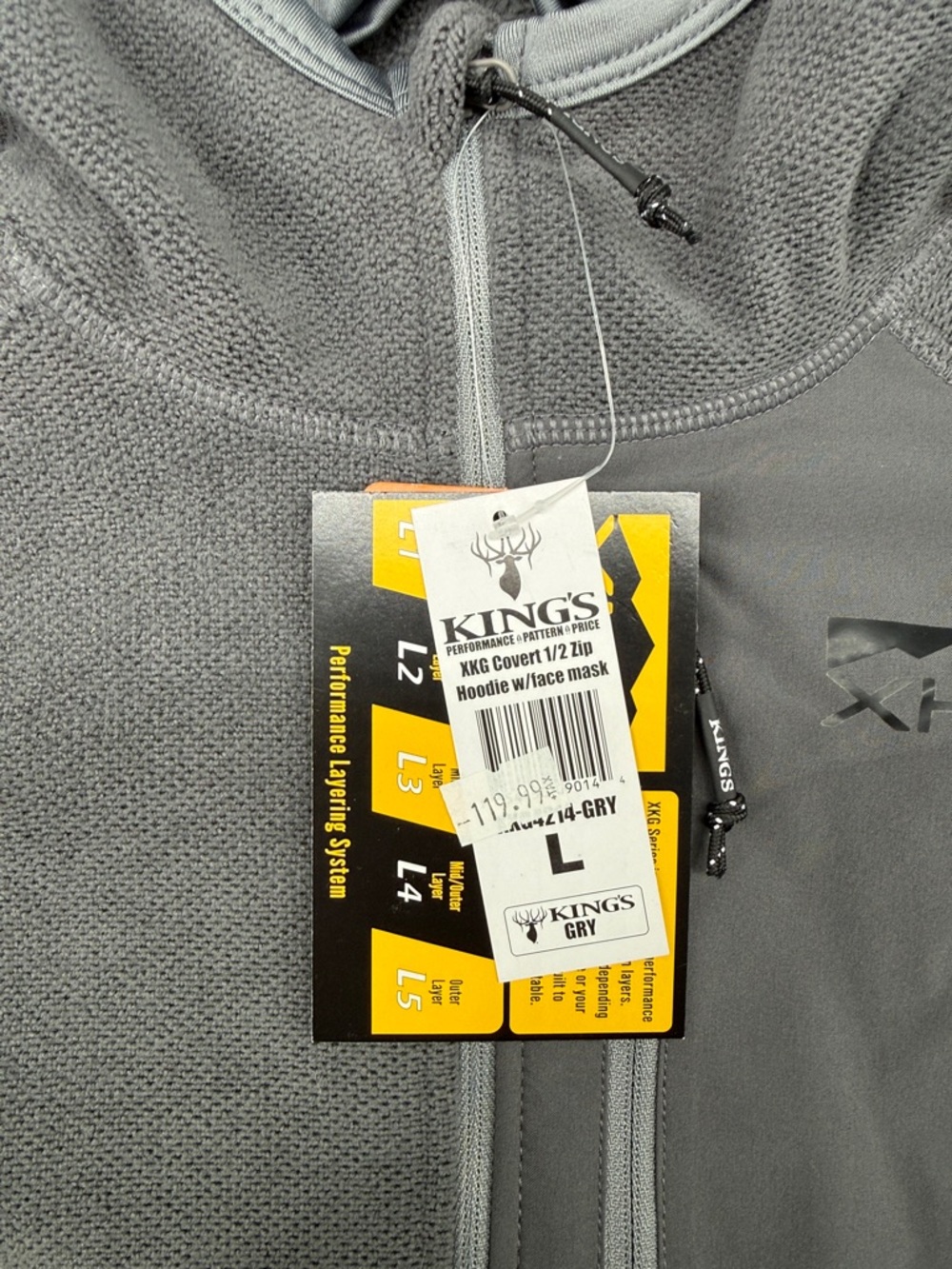 Men's Lightweight Hooded Fleece Pullover Jacket - Gray - Picture 2 of 5